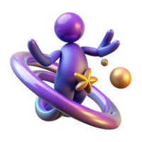 extraordinary abstract 3D Render Purple Figure in Orbit exclusive png