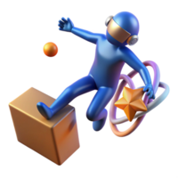 dramatic abstract 3D Astronaut Illustration Dynamic Space Jump professional png