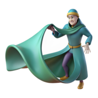 stunning vintage 3D Cartoon Wizard with Flowing Cloak authentic png