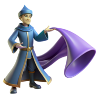 beautiful minimalist Wizard Cartoon 3D Render genuine png