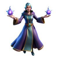 elegant rustic Fantasy 3D Render of a Female Mage high quality png