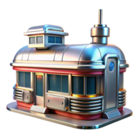 serene minimalist Retro Diner 3D Model high resolution png