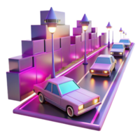 serene creative Neon Cityscape 3D Render high quality png