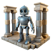 elegant minimalist 3D Robot Illustration Ancient Columns high resolution png
