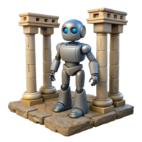 stunning traditional 3D Render Robot with Ancient Columns high quality png