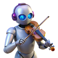 impressive contemporary 3D Robot Violinist Illustration high quality png