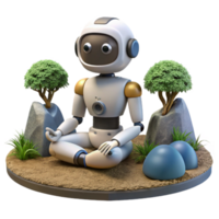magnificent creative Robot in Meditation 3D Render genuine png