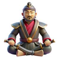 wonderful abstract 3D Render of Meditating Warrior detailed png