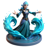 magnificent abstract 3D Render Water Mage Fantasy Woman high quality png