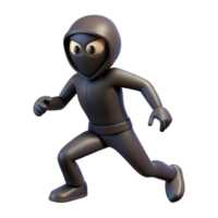 vibrant abstract 3D Cartoon Thief Running Illustration detailed png