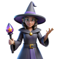 extraordinary contemporary 3D Render of a Cute Cartoon Witch high quality png