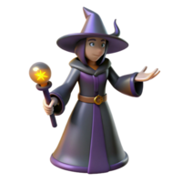 beautiful artistic Friendly 3D Render of a Cartoon Witch genuine png
