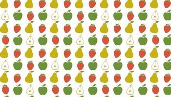 Seamless fruit pattern with pear, apple, strawberry and pear vector