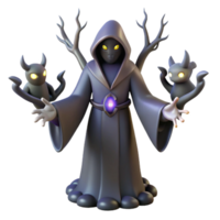 elegant rustic Dark Wizard 3D Render with Imps professional png