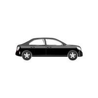 Black car illustration isolated on white background. Side view. Front view. vector