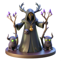impressive creative 3D Render Dark Wizard with Creatures high quality png