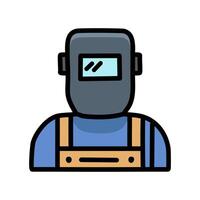 Welder flat color line icon. illustration on white background. vector