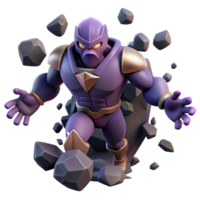 beautiful traditional Powerful Purple 3D Render of a Stone Golem original png