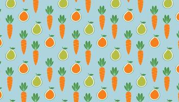 Seamless pattern with carrot and lime on a blue background. vector