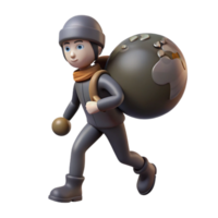 wonderful rustic 3D Render Cartoon Character Carrying Globe original png