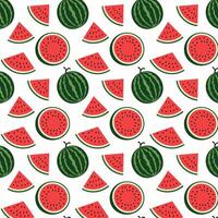 Pattern with watermelons and slices. illustration. vector