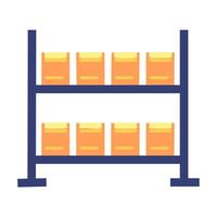 Warehouse shelves with boxes flat icon isolated on white background. illustration. vector