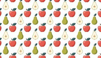 Pattern with pears and apples. vector