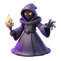 vibrant rustic 3D Render Dark Wizard with Torch genuine png