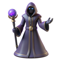 extraordinary abstract 3D Render Wizard in Purple Robe original png