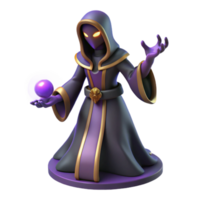 dramatic rustic 3D Render Dark Wizard with Magic Orb detailed png