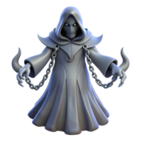 wonderful vintage 3D Render Spectral Figure in Grey Robe detailed png