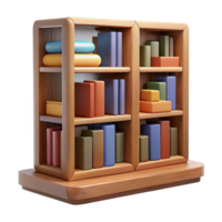 serene modern Wooden Bookshelf 3D Render 4K png