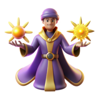 impressive abstract 3D Render Wizard with Suns authentic png