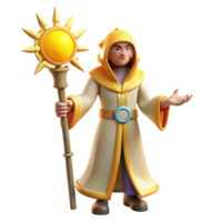 magnificent abstract 3D Render of Friendly Cartoon Wizard 4K png