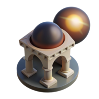 serene artistic 3D Render of Classical Dome Structure with Glowing Orb 4K png
