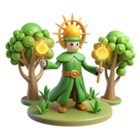 elegant rustic 3D Render Green Wizard with Trees original png