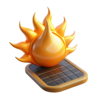 elegant modern 3D Render Sun on Solar Panel Icon professional png