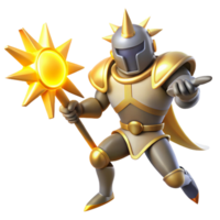 extraordinary abstract Golden Knight 3D Render, Fantasy Game Character Illustration high quality png