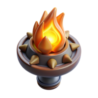 extraordinary abstract 3D Render Flaming Torch Icon high quality png