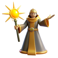 vibrant vintage 3D Render of a Wise Mage professional png
