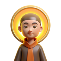 serene abstract 3D Render Monk Boy Halo Illustration high quality png
