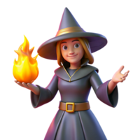 extraordinary traditional 3D Render of a Friendly Witch authentic png