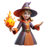 elegant minimalist 3D Render of a Cute Young Witch exclusive png