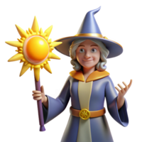 beautiful minimalist Friendly 3D Render of a Cartoon Witch high resolution png