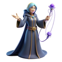 beautiful traditional 3D Render of a Female Wizard high quality png
