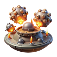 serene minimalist 3D Render Exploding Spacecraft Illustration high resolution png