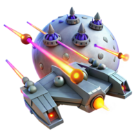 elegant rustic Spaceship Attacking Planet 3D Illustration high resolution png