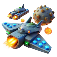 impressive abstract Spaceship 3D Render, Futuristic Spaceships and Asteroid 4K png