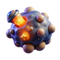 beautiful abstract 3D Render of Asteroid with Spaceship 4K png