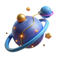 extraordinary modern 3D Render Colorful Planet Illustration original png